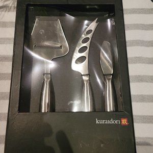 Kuradori 3 pc Stainless Steel Cheese knife set